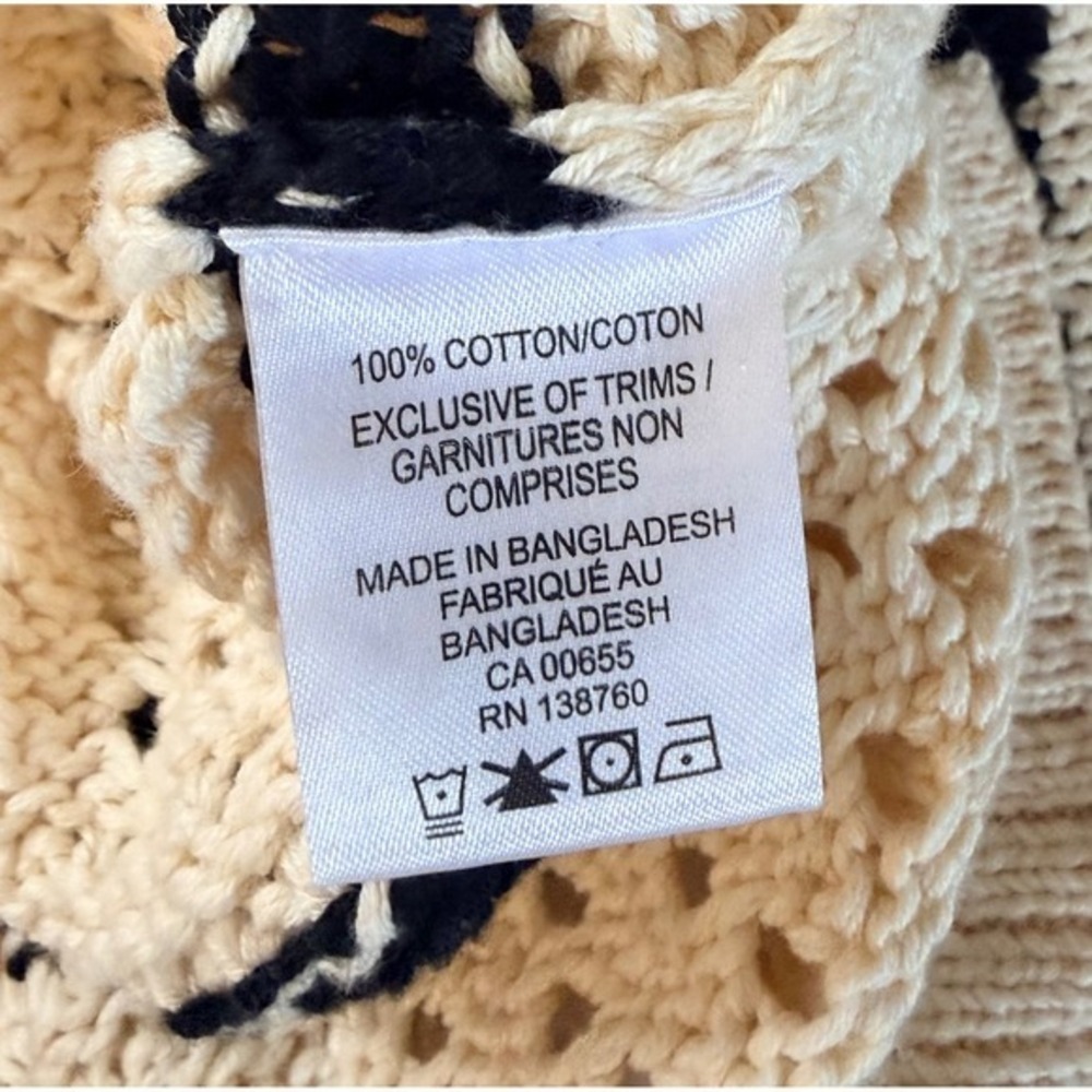 Reitmans Cream Navy Blue Medium Striped Pointelle Knit Cotton Sweater‎ - Picture 8 of 8